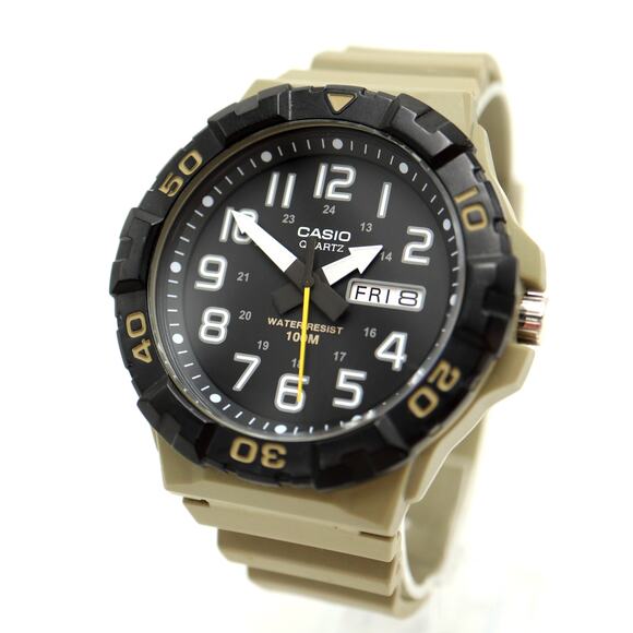 Casio Jumbo 51mm Day Date MRW-210H Army Green Black Watch with New Battery - Picture 1 of 15